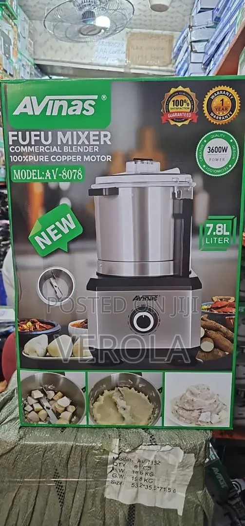 AVINAS Heavy Duty Electric Fufu Machine – 7.8L, 3600W