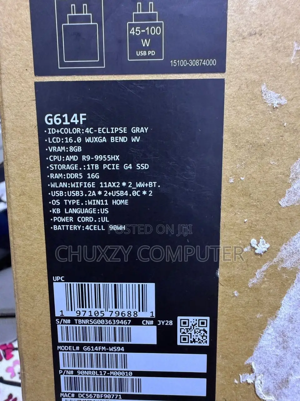 New Laptop Asus ROG Strix G16 G614 16GB AMD Ryzen 9 SSD 1T