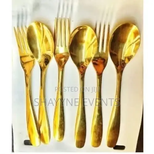 Gold Plated Cutlery Available for Rent - Spoons , Forks