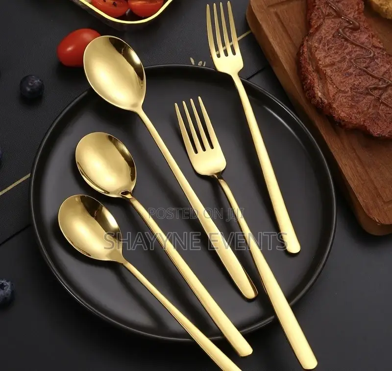 Gold Plated Cutlery Available for Rent - Spoons , Forks