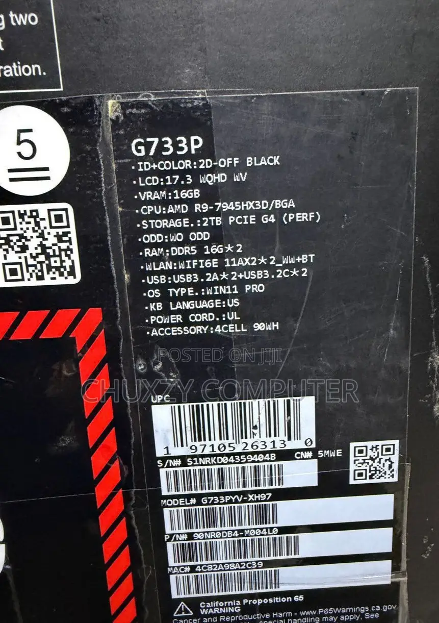 New Laptop Asus ROG Strix SCAR 17 32GB AMD Ryzen 9 SSD 2T