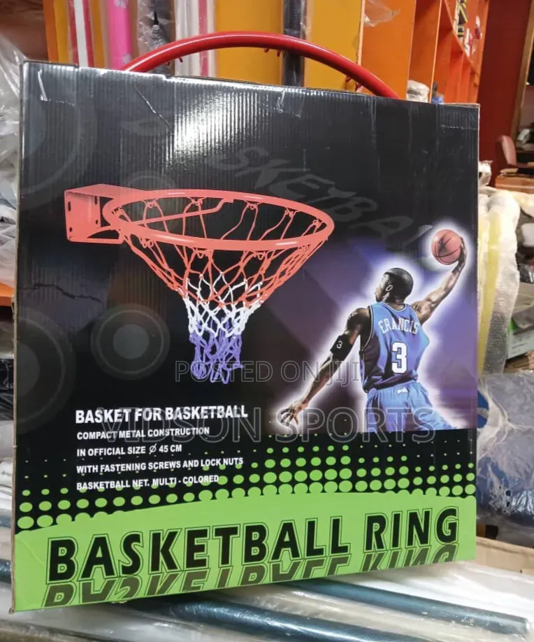 Single Hoop Basketball Rim With Multi-Color Net (45cm Official Size)
