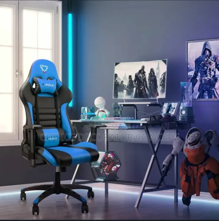 Adjustable High Back Leather Swivel Gaming Chair With Foot Rest