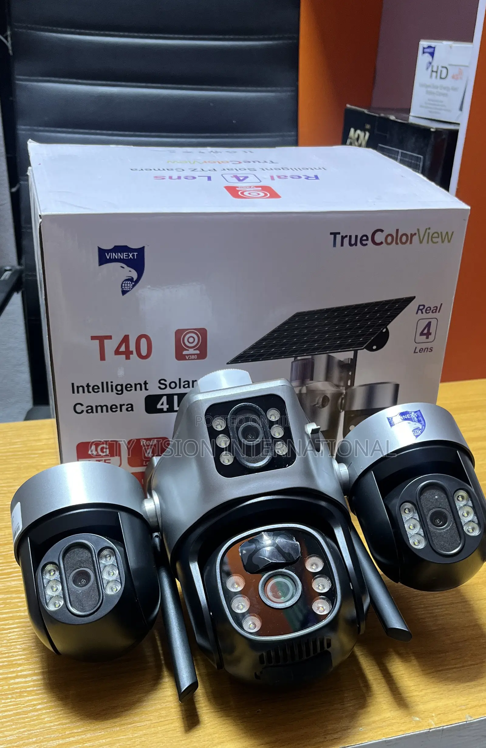 V380 4 Lens Solar Camera