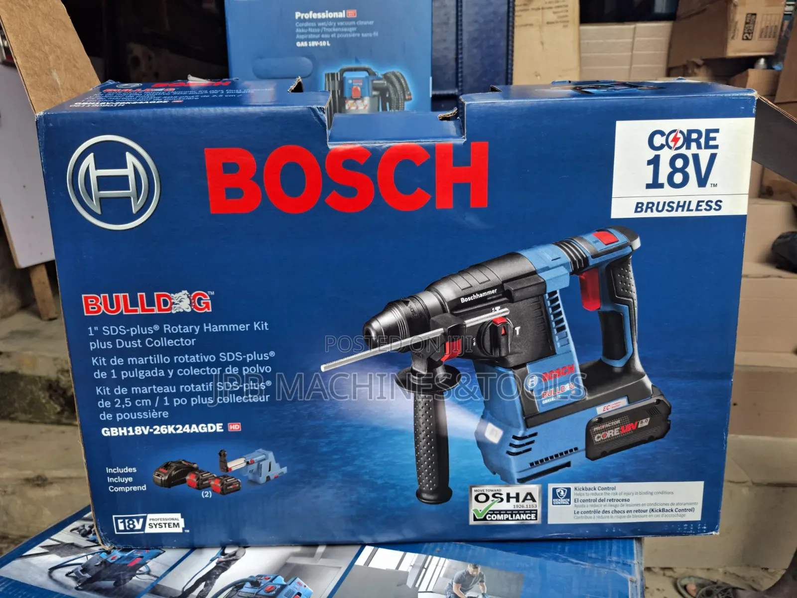 GBH 18v-26 Cordless Rotary Hammer With Dust Collection Bosch 26mm