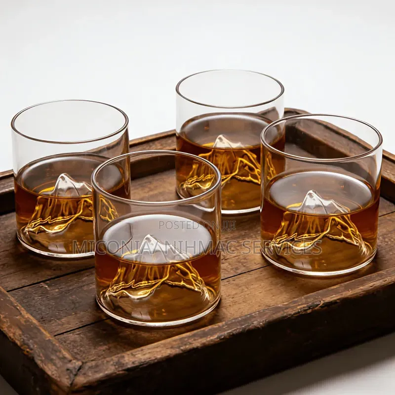 4in1 Round Mountain Themed Glass Cup