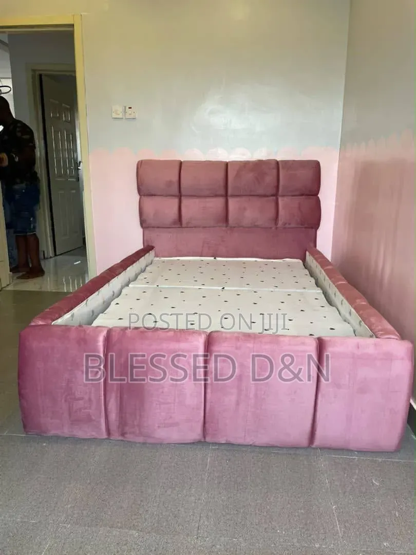 4/6 Baby Pink Upholstery Padded Bed Frame
