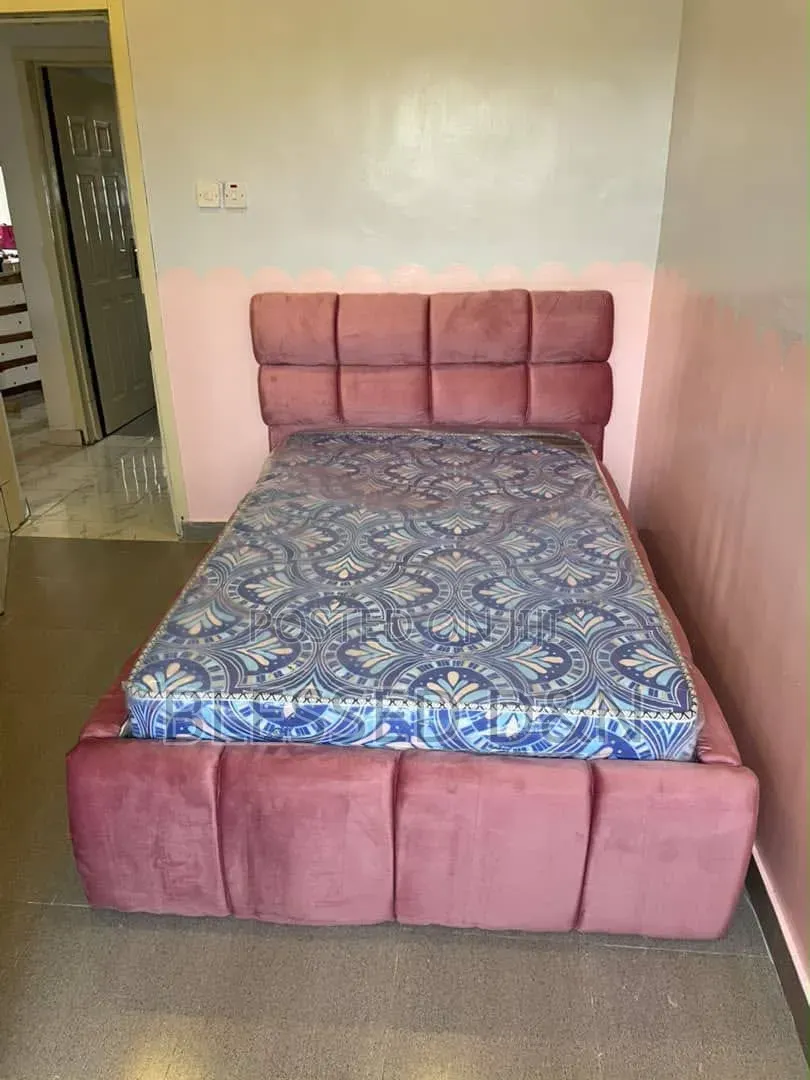 4/6 Baby Pink Upholstery Padded Bed Frame