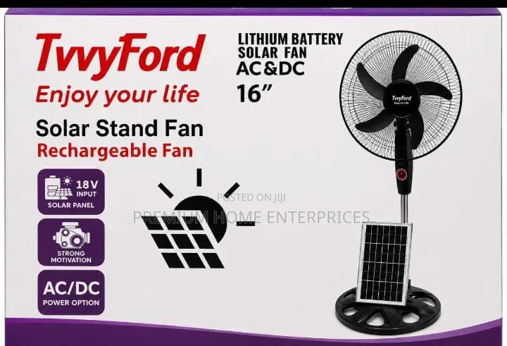 Twyford Solar Standing Rechargeable Fan 16 Inches