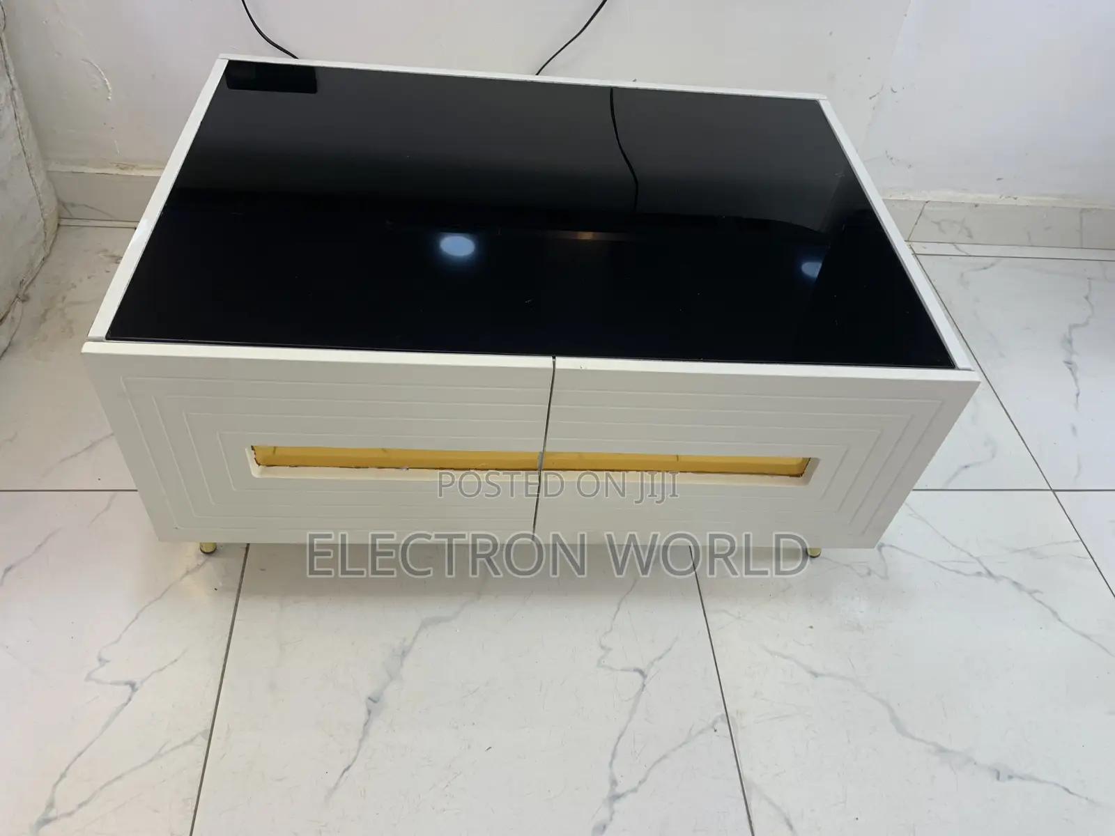Foreign Center Table With Black Glass Top