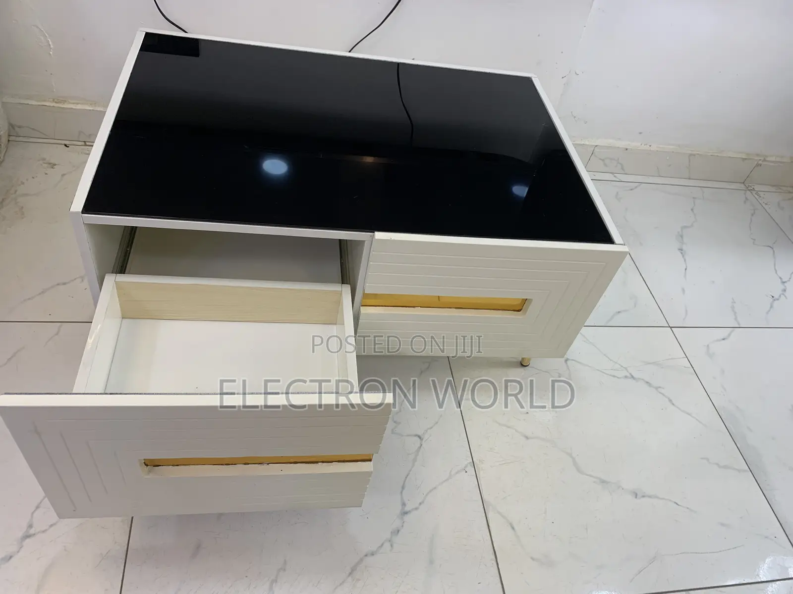 Foreign Center Table With Black Glass Top