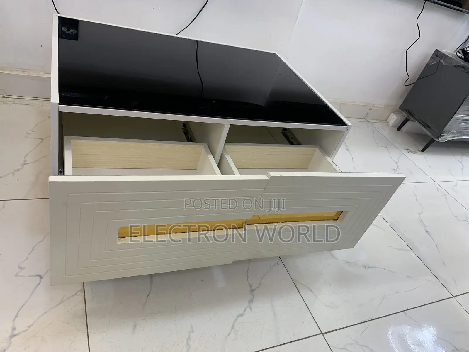 Foreign Center Table With Black Glass Top