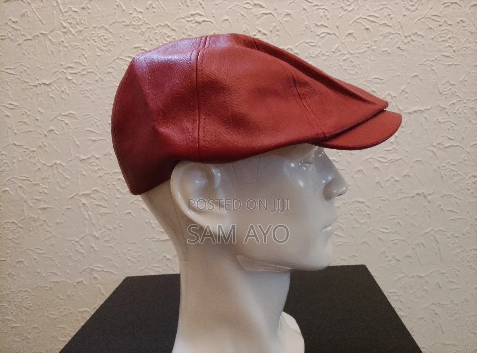 Pu Leather Papas Octagonal Cap - Red