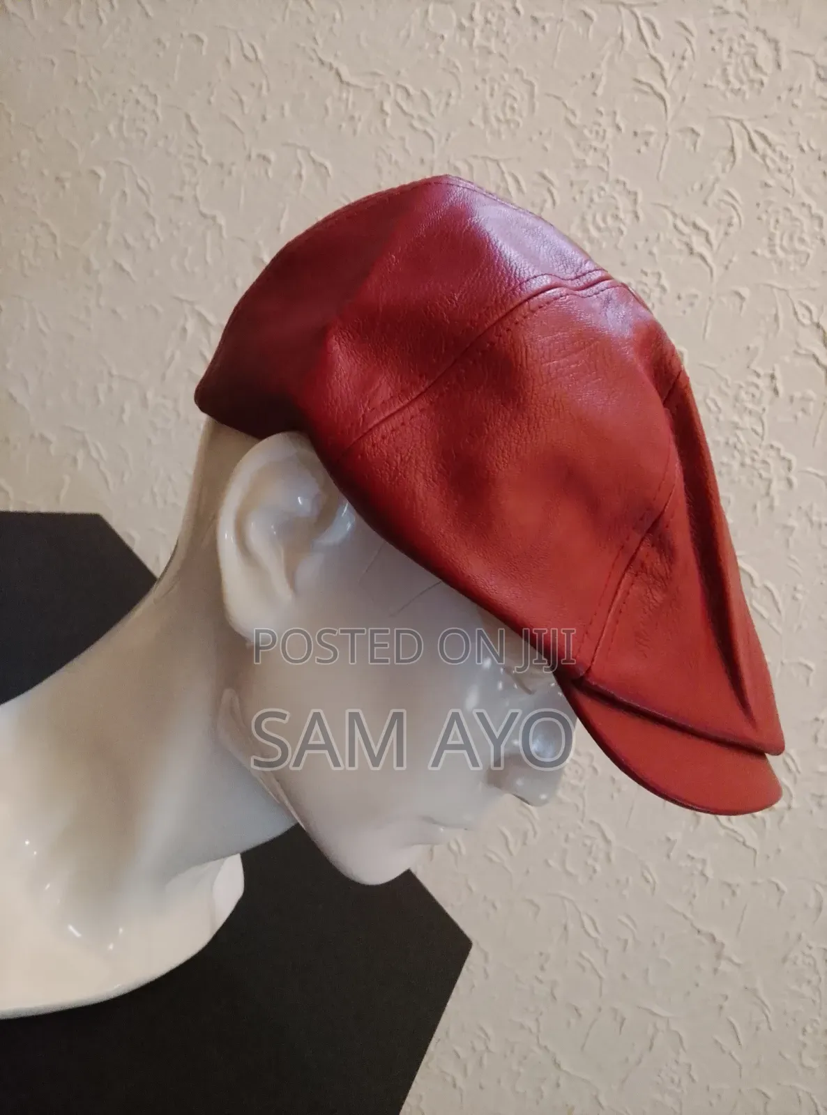 Pu Leather Papas Octagonal Cap - Red
