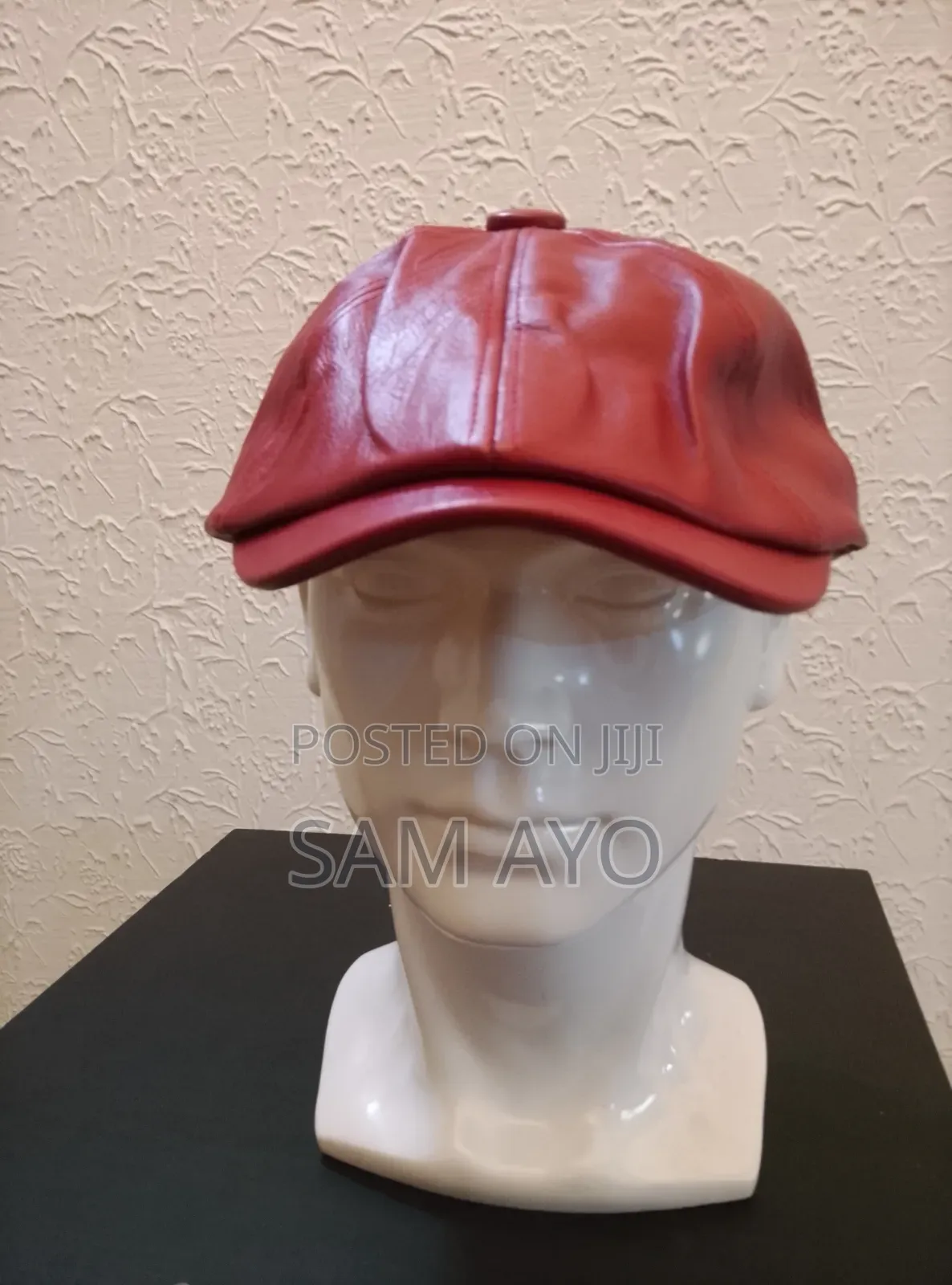 Pu Leather Papas Octagonal Cap - Red