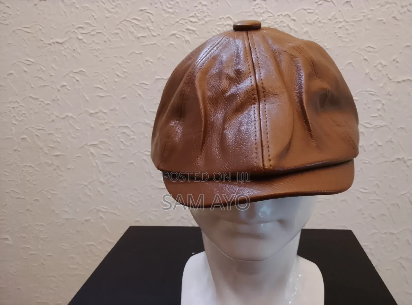 Pu Leather Papas Octagonal Cap - Brown