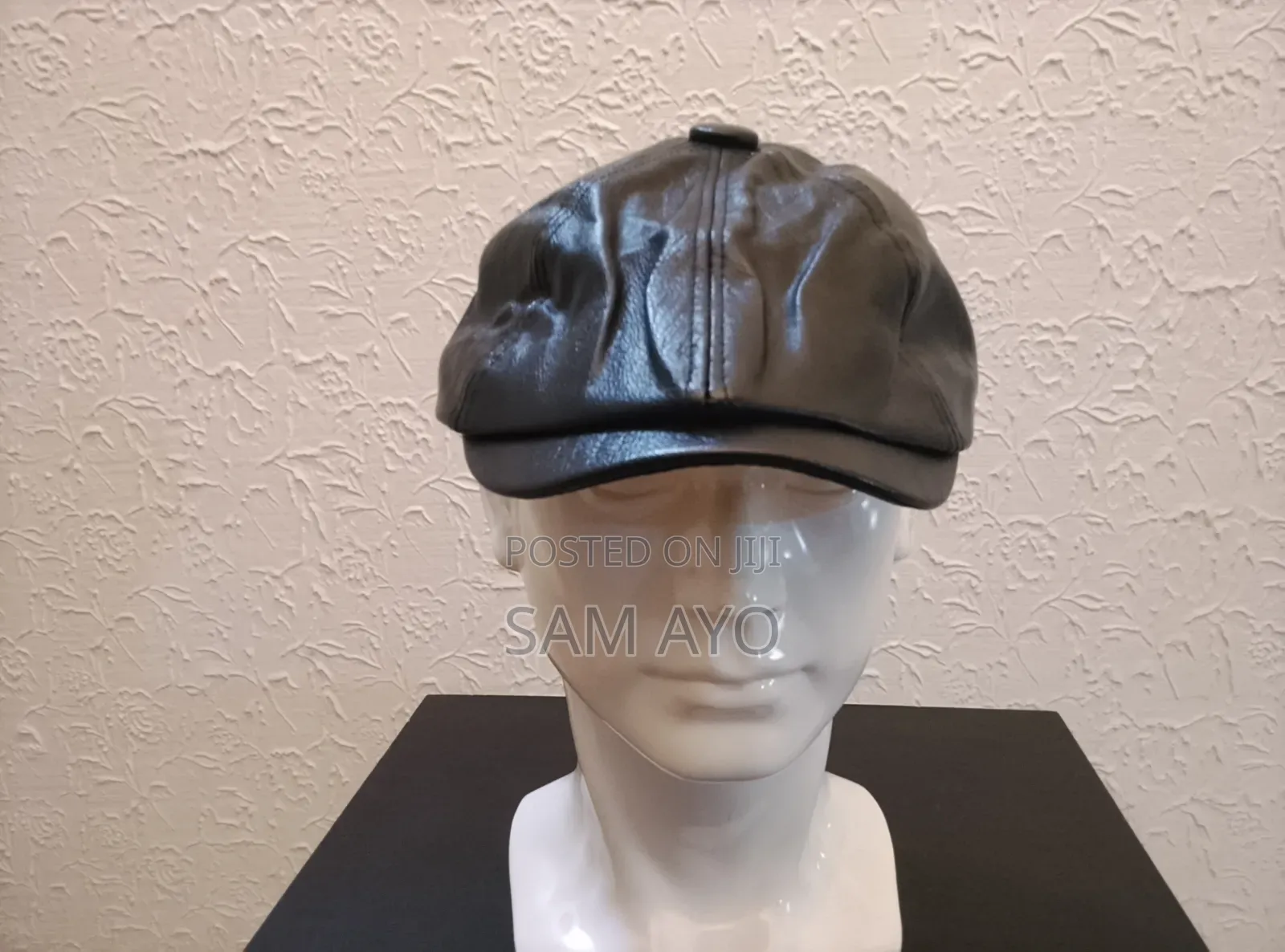 Pu Leather Papas Octagonal Cap - Black