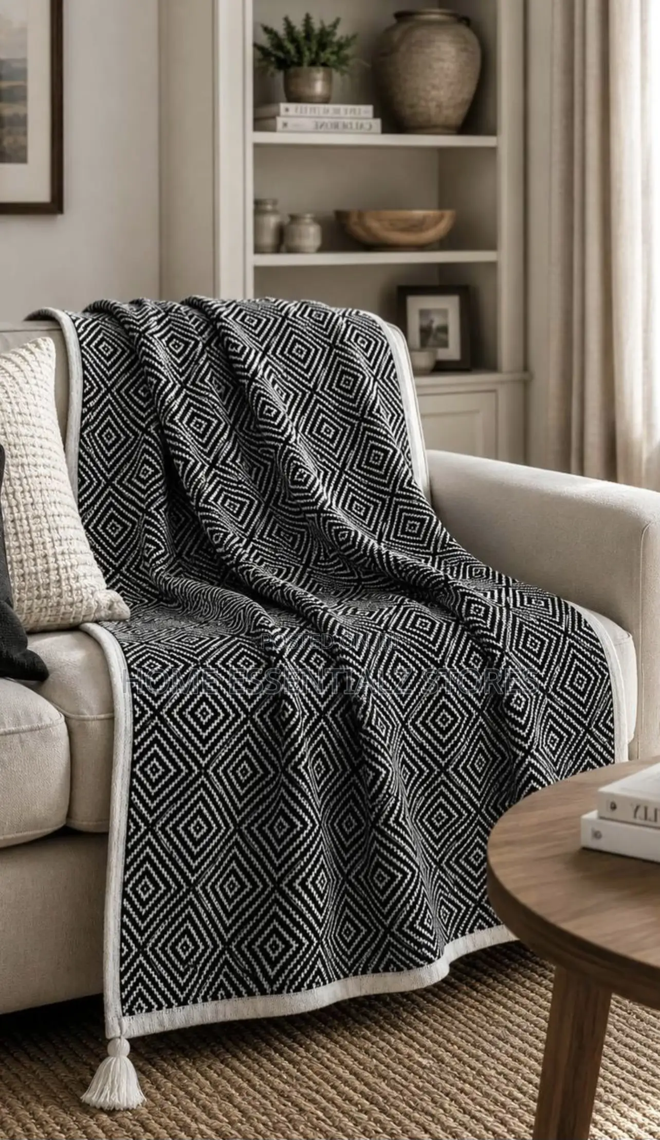 Luxury Boho Sofa Throw Blanket - Knitted Chair Throw With Tassels