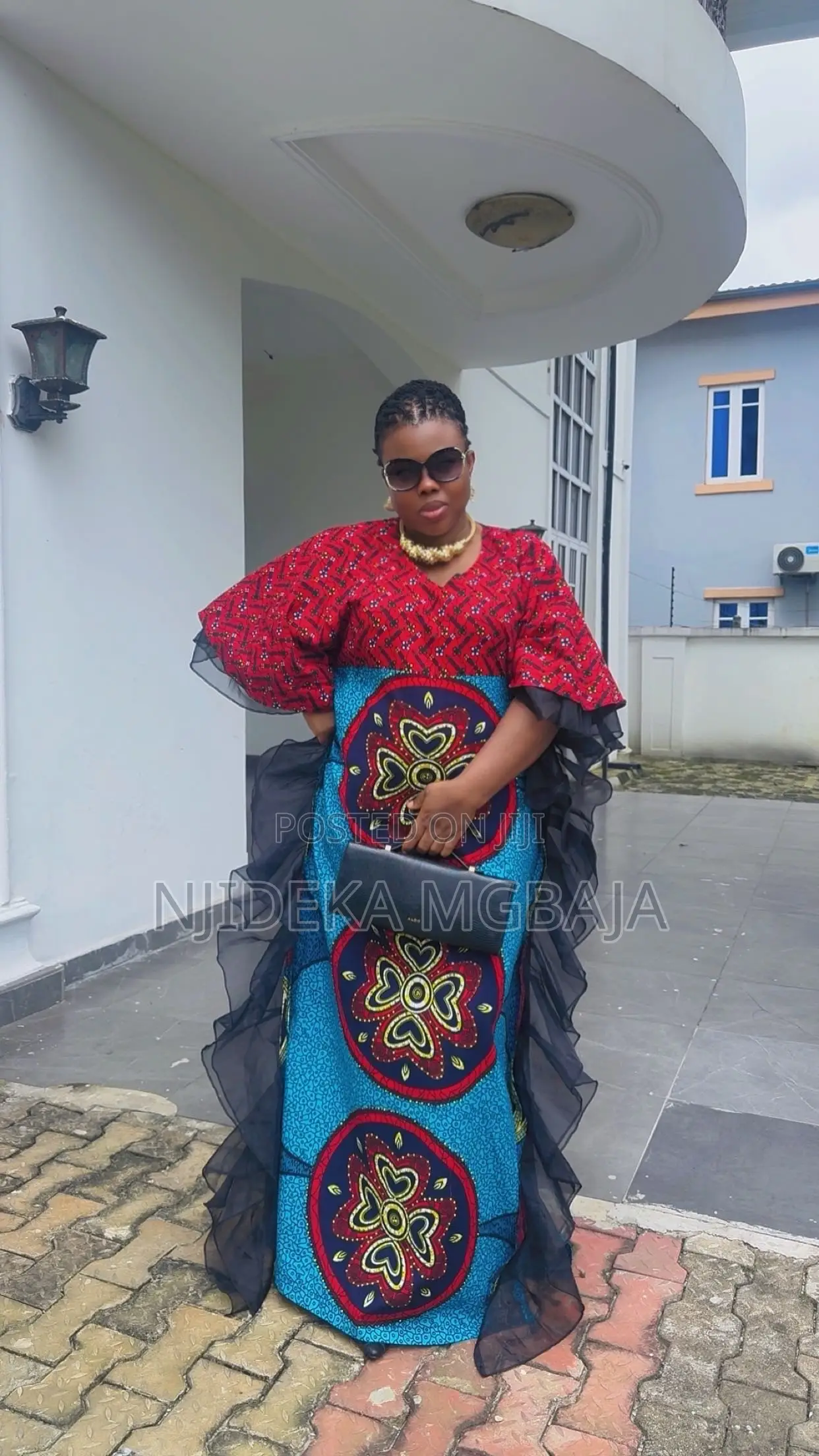 Premium and Elegant Red and Blue Ankara Maxi Dress – RTWbyJide