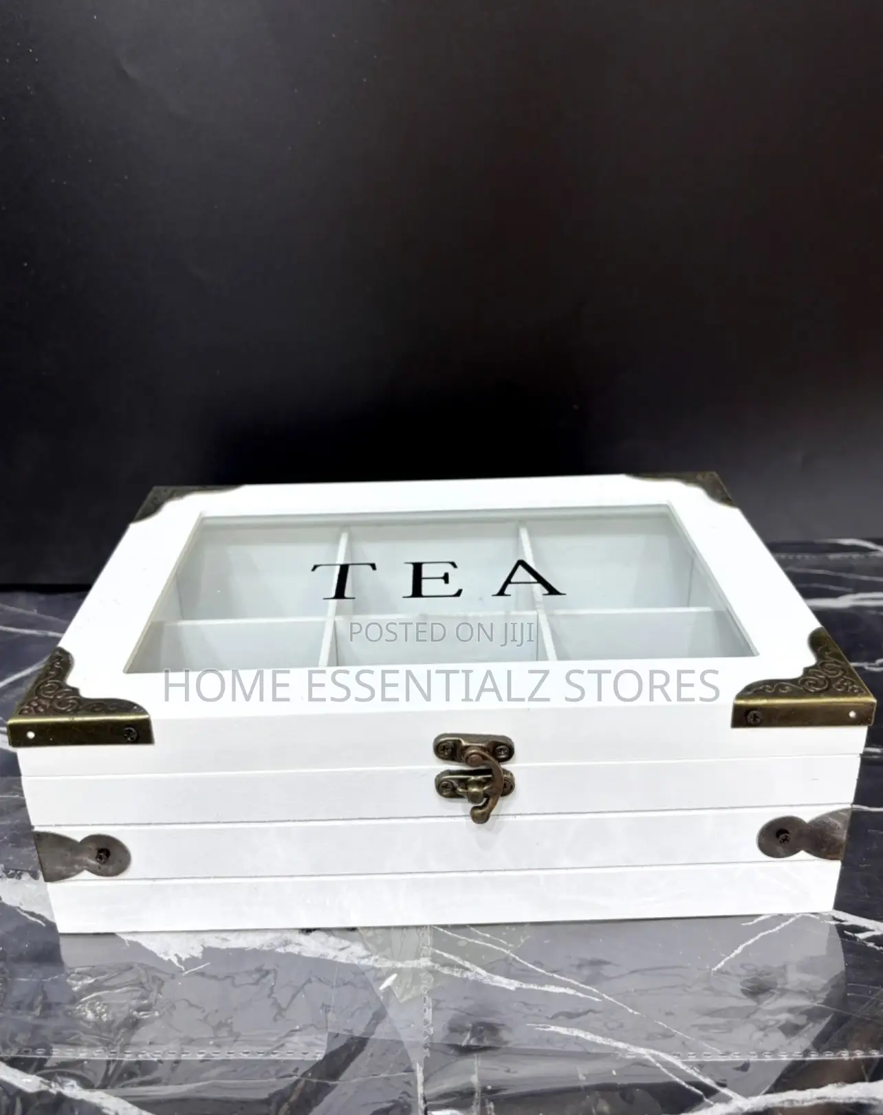 Vintage Wooden Tea Bag Organizer Box - 6 Compartments Tea Bag Box