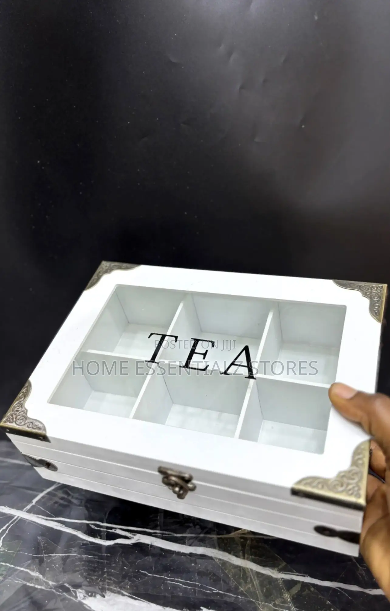 Vintage Wooden Tea Bag Organizer Box - 6 Compartments Tea Bag Box