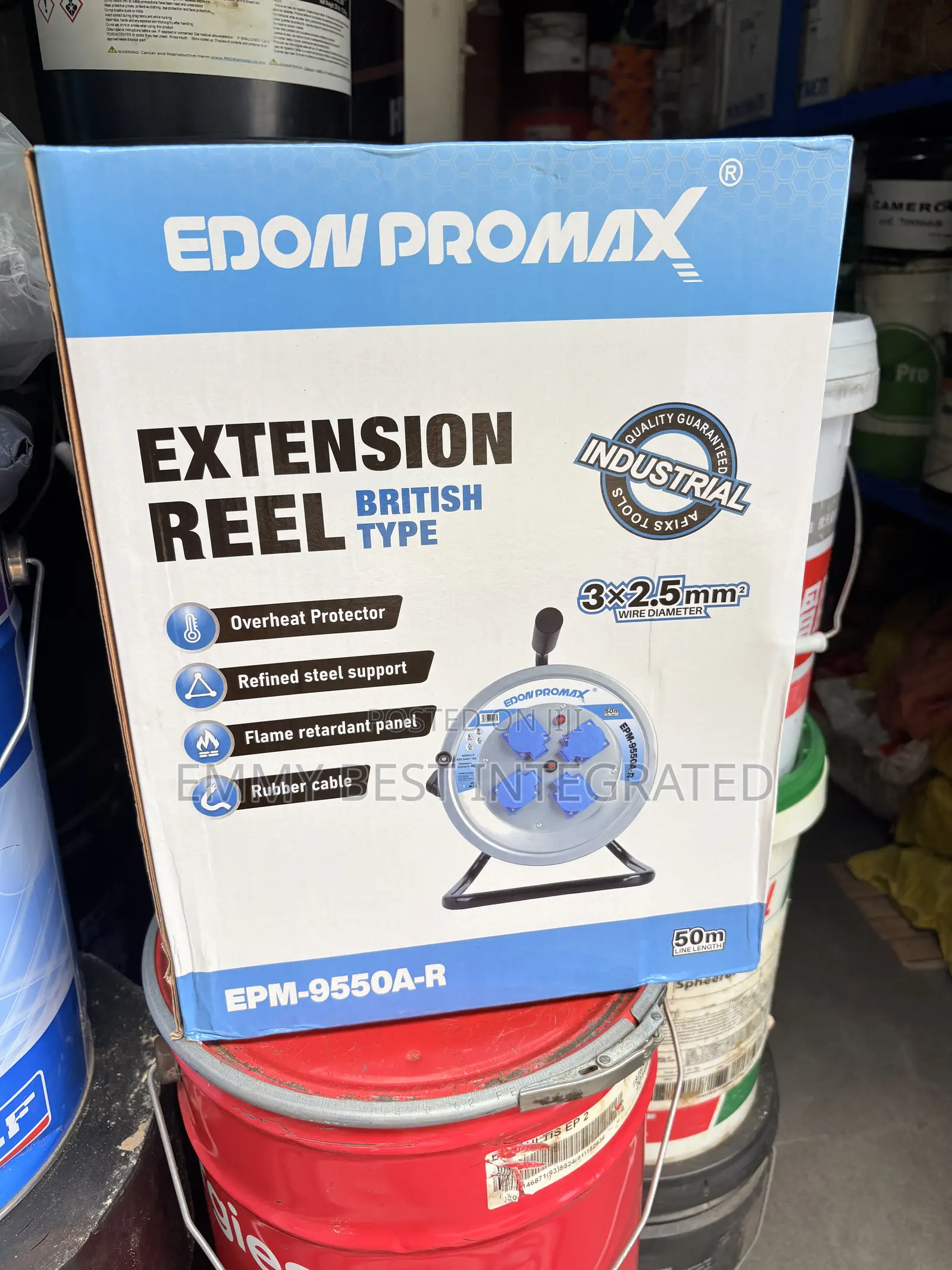 Edon Promax EPM-9550A-R 50m Heavy-Duty Extension Cable Reel