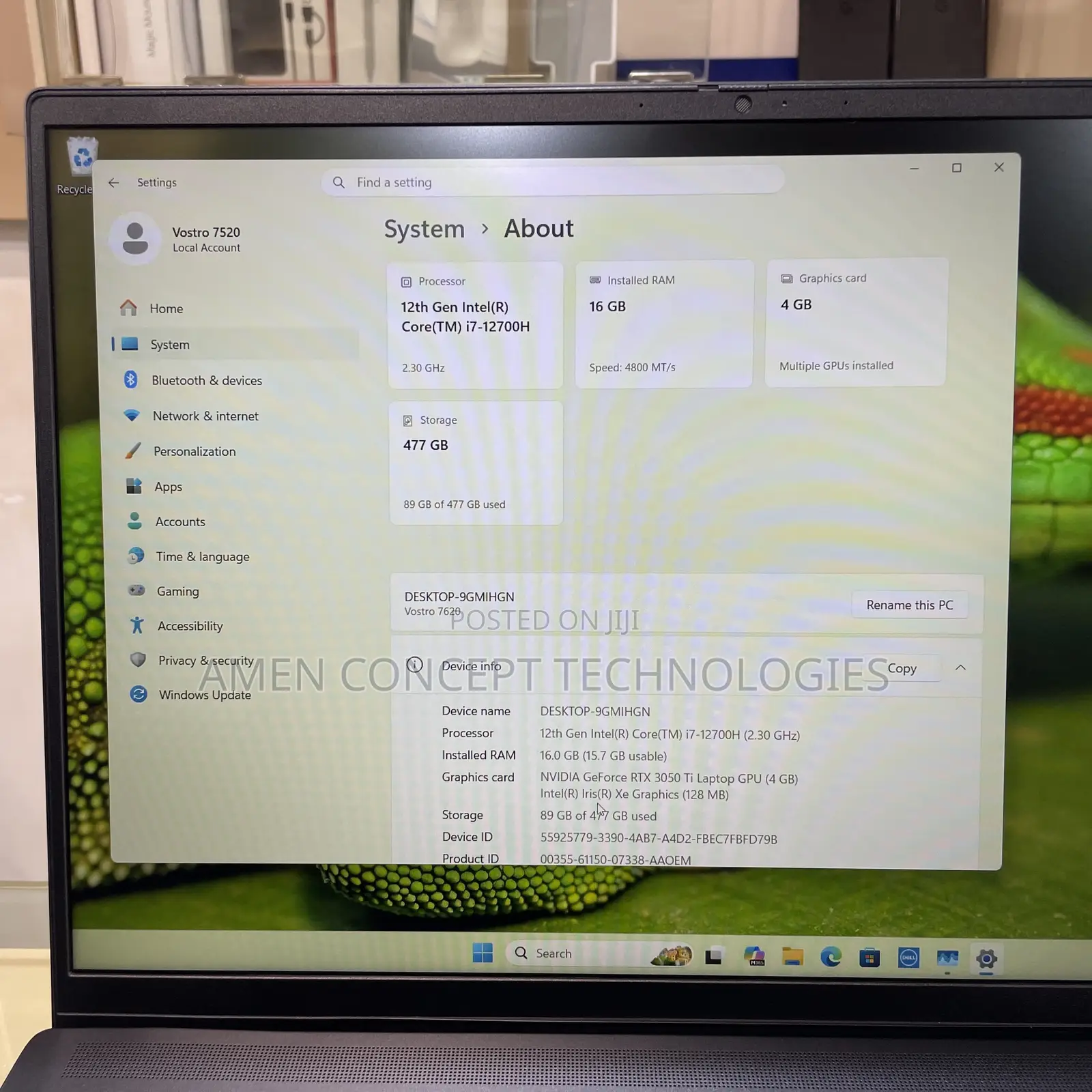 Laptop Dell Vostro 7510 16GB Intel Core i7 SSD 512GB