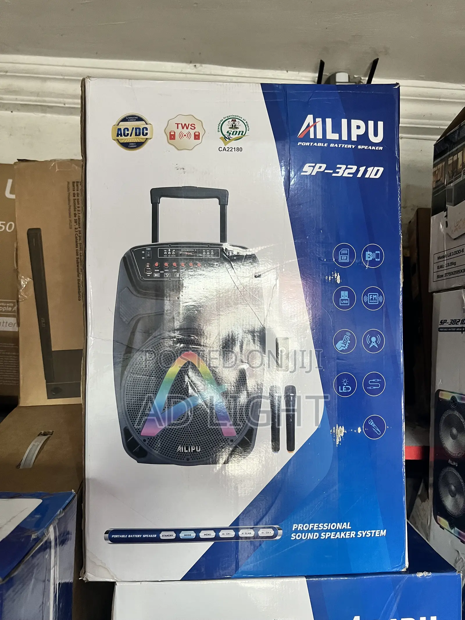 Ailipu Sp-3211d Big Party Speaker With Trolley 2 Mics - Heavy Bass