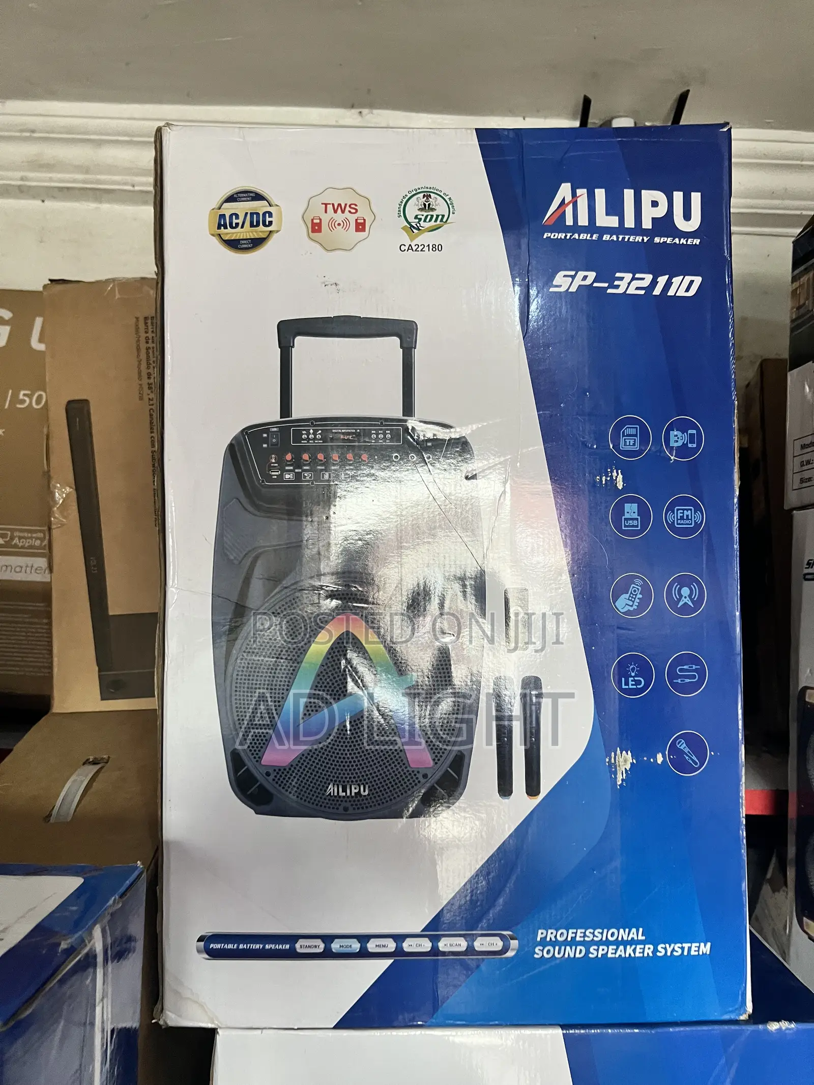 Ailipu Sp-3211d Big Party Speaker With Trolley 2 Mics - Heavy Bass