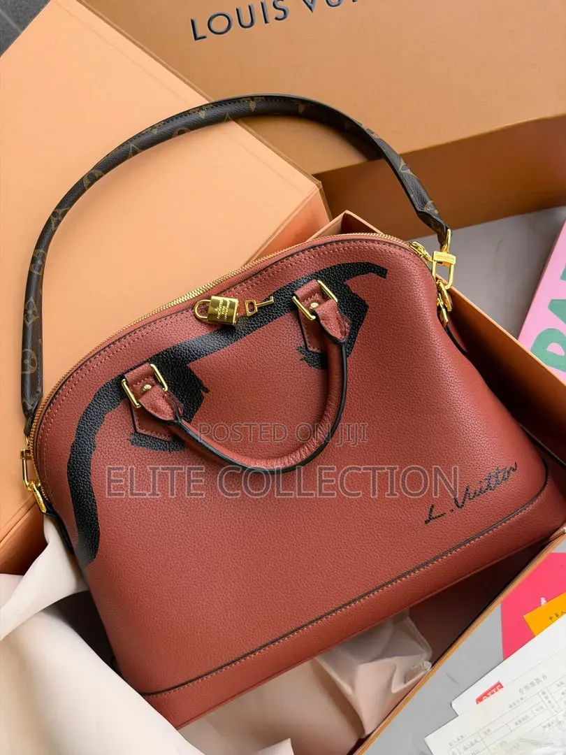 LOUIS Vuitton Alma Soft Shell Bag Brown Black Classic Dome Silhouette