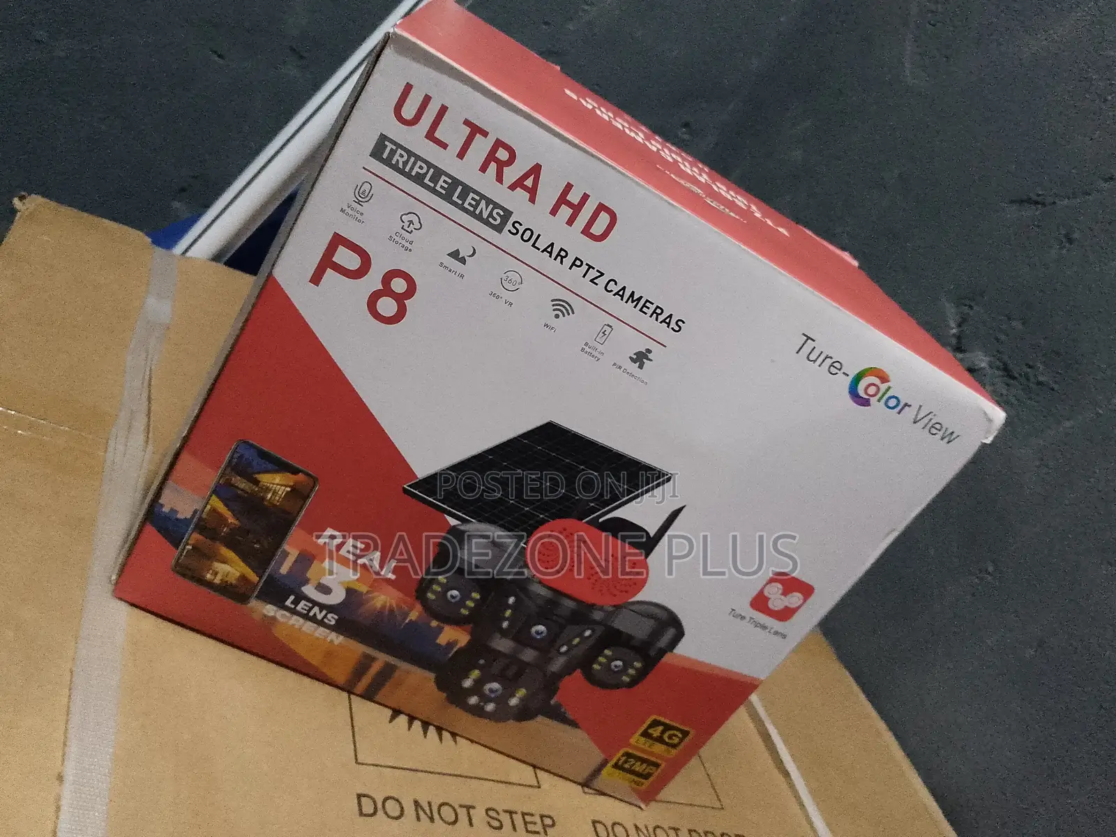 Three Lens Security Camera With Solar Charging