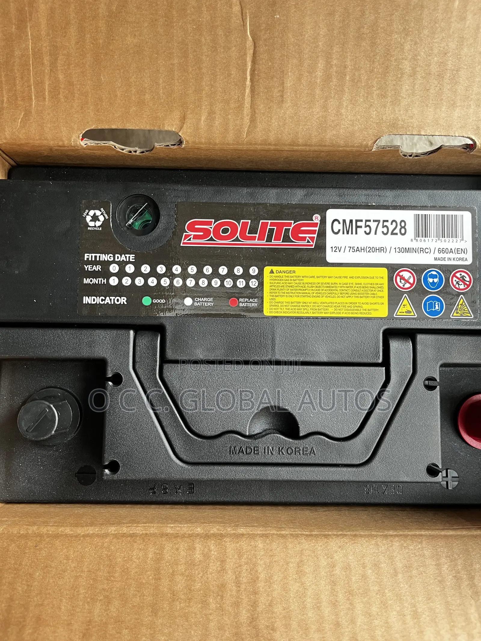 Original Solite Korea Battery 75ah 12v for Toyota and Lexus Cars