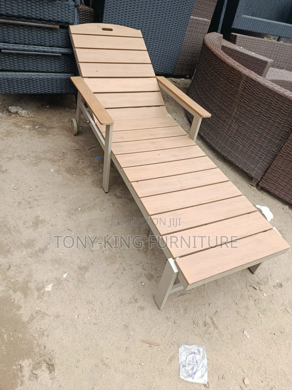 Modern Outdoor Chaise Lounge Chair, Commonly Utilized as a Poolside