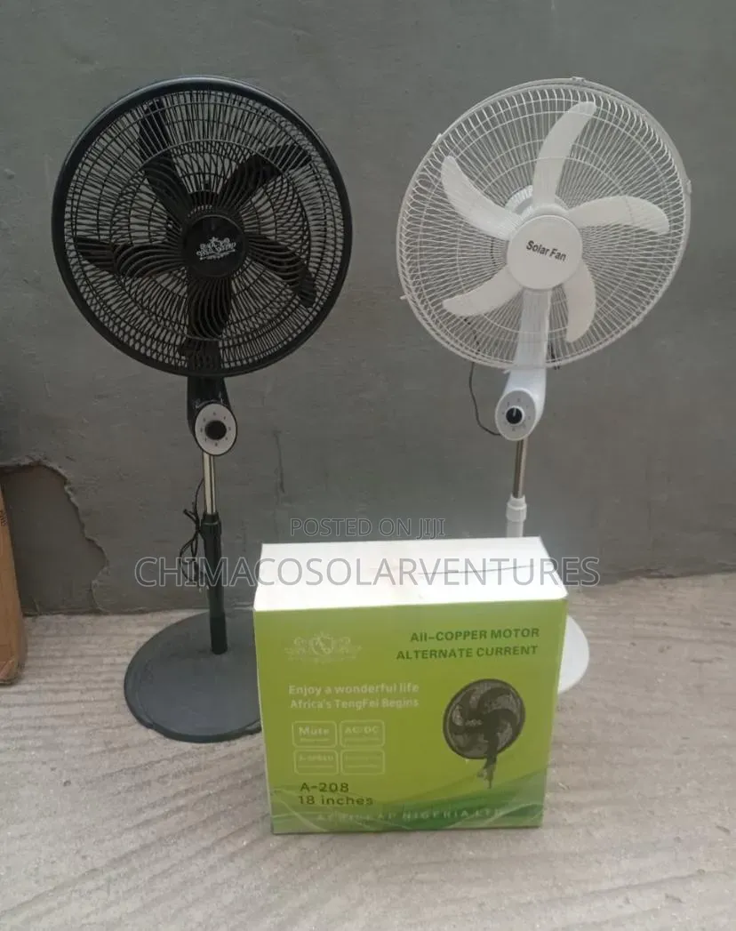 Rechargeable Solar Standing Fan With Bulbs