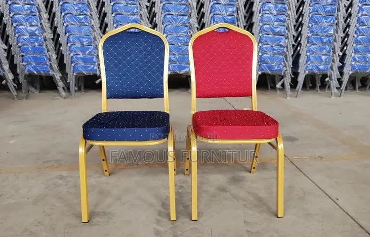 Stackable Banquet or Event Chairs With Gold Metal Frames