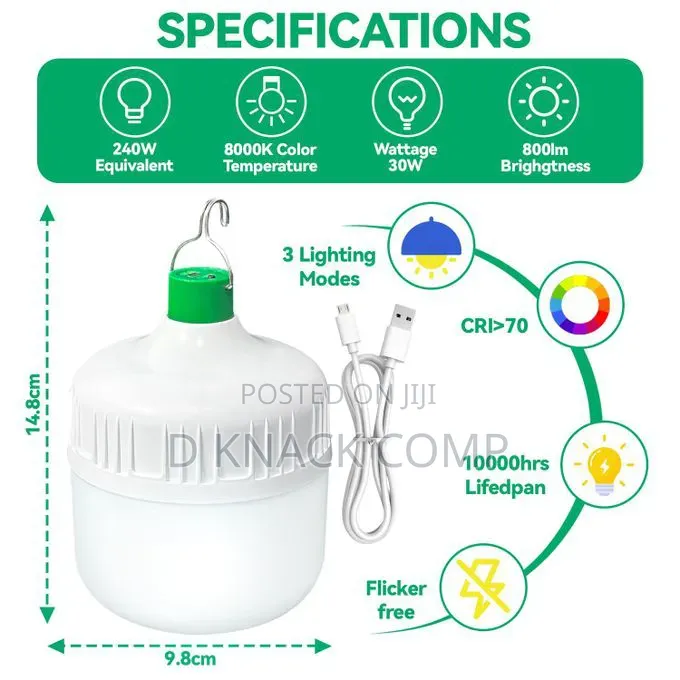 30W Rechargeable Touch Light Bulb, Emergency Lamp, Camping LED Light