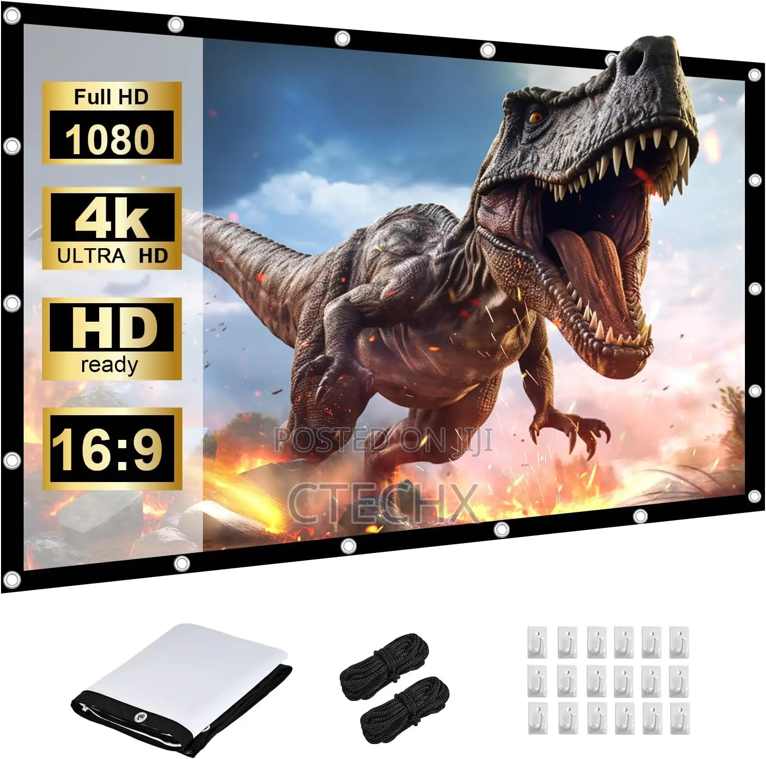 HOPFROG 120 Inch Projector Screen, Washable Anti-Crease , 16:9