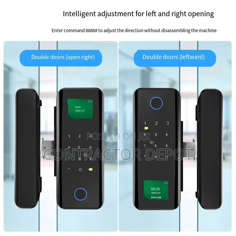 Face Recognition Fingerprint Key Card Smart Door Locks for Glass Door
