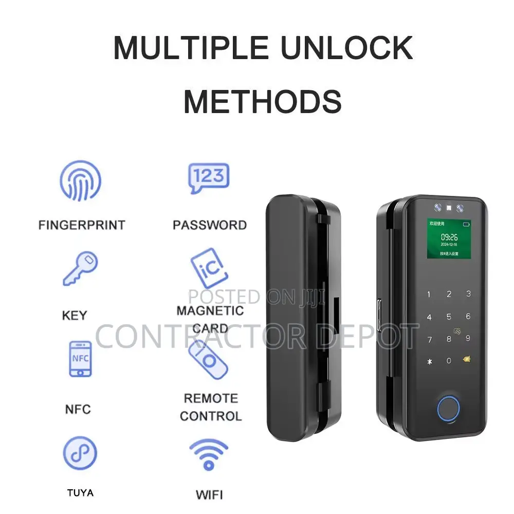 Face Recognition Fingerprint Key Card Smart Door Locks for Glass Door