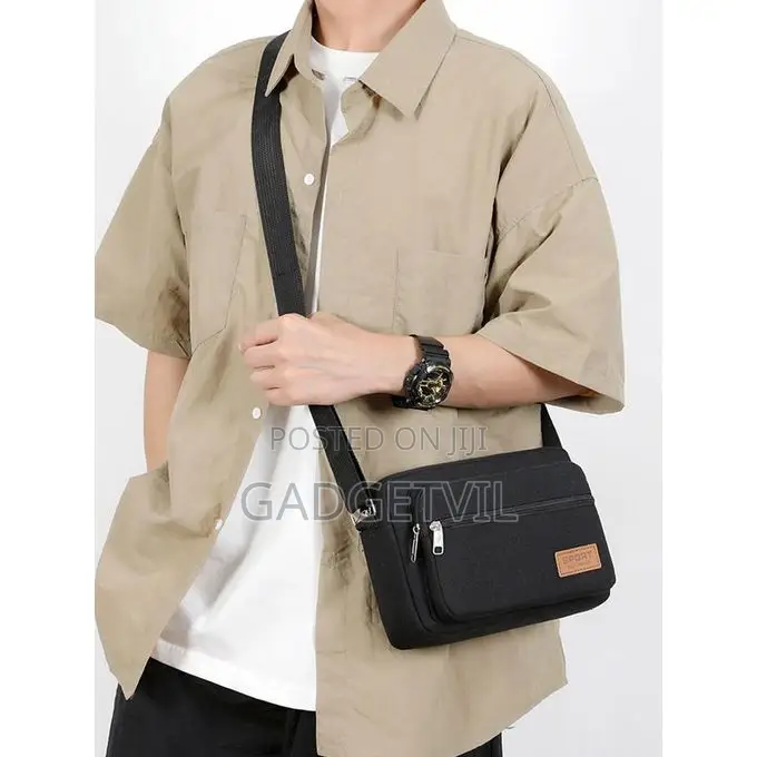 Multi-Layered Canvas Zipper Crossbody Shoulder Messenger Business Bag