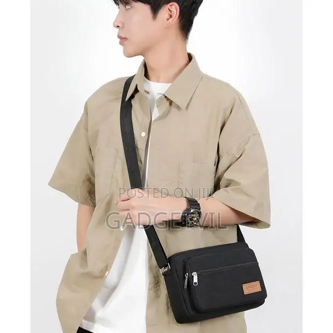 Multi-Layered Canvas Zipper Crossbody Shoulder Messenger Business Bag