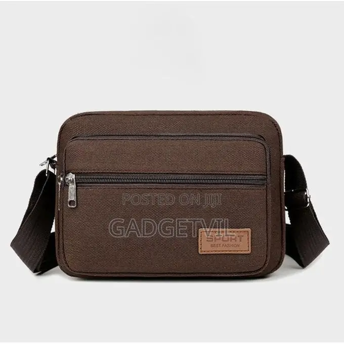 Multi-Layered Canvas Zipper Crossbody Shoulder Messenger Business Bag