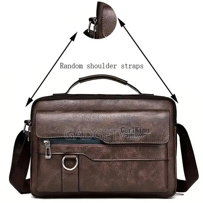 Men's Horizontal PU Leather Retro Large Capacity Casual Bag