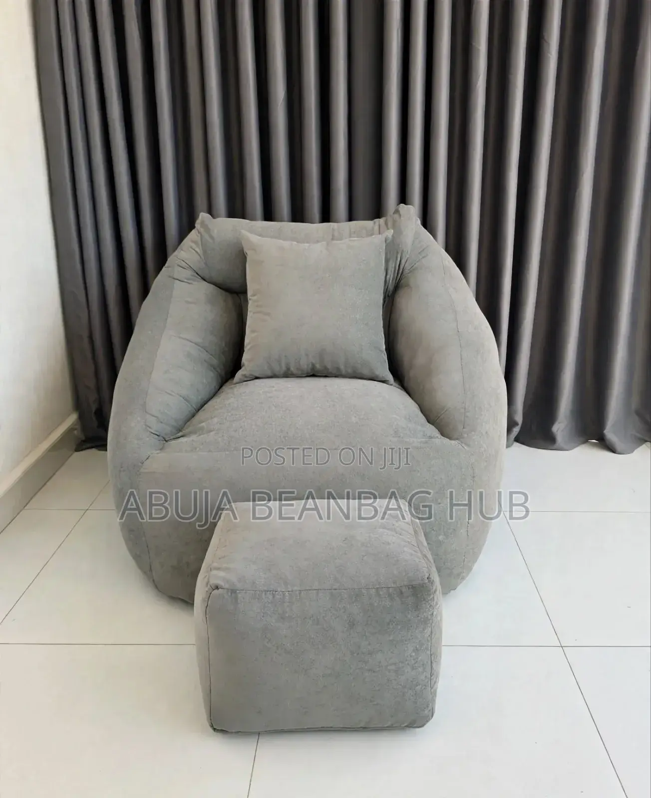 Abuja Luxury 3-in-1 Beanbag With Pillow + Footrest for Sale
