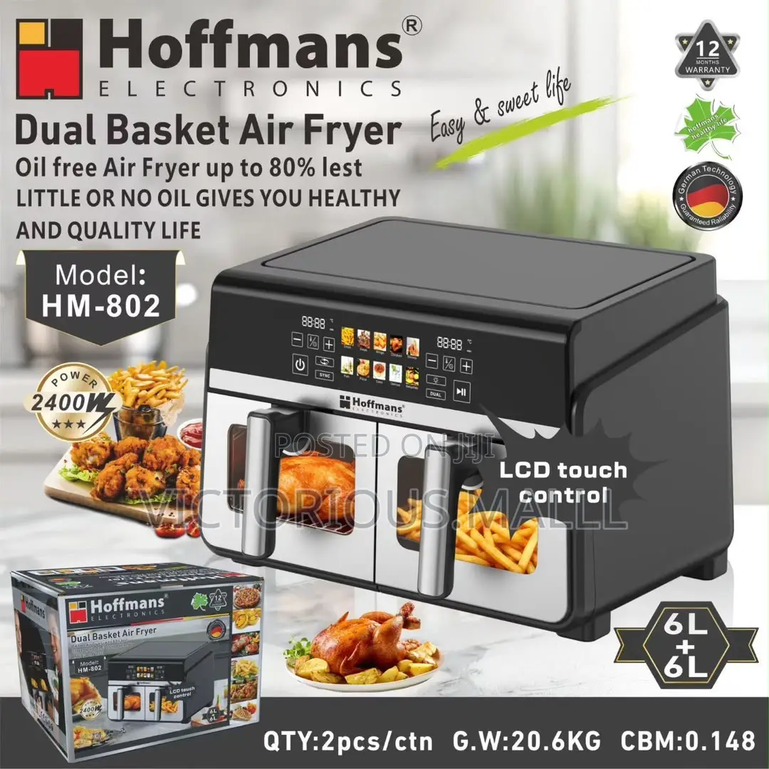 12liters Hoffman Air Fryer Model : 802 Dual Basket Air Fryer