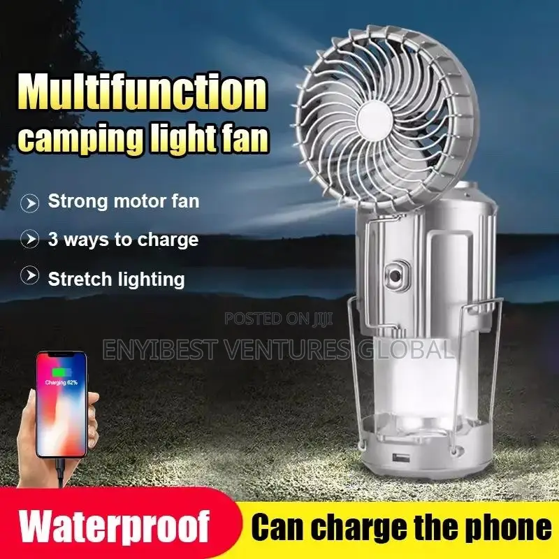 Solar/Rechargeable Bright Light With Foldable Fan + Powerbank