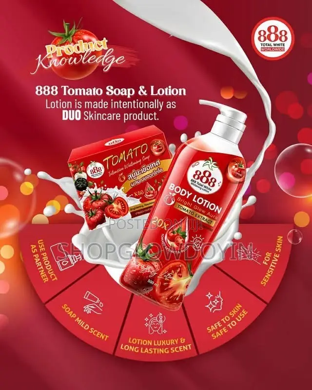 888 888 Total White BODY LOTION Bright Glow Aur TOMATO EXTRACTS