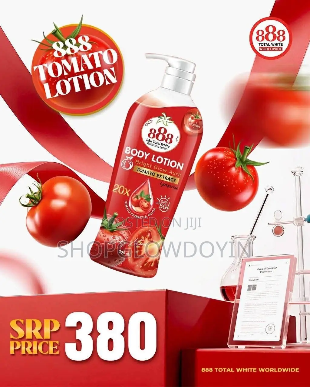 888 888 Total White BODY LOTION Bright Glow Aur TOMATO EXTRACTS