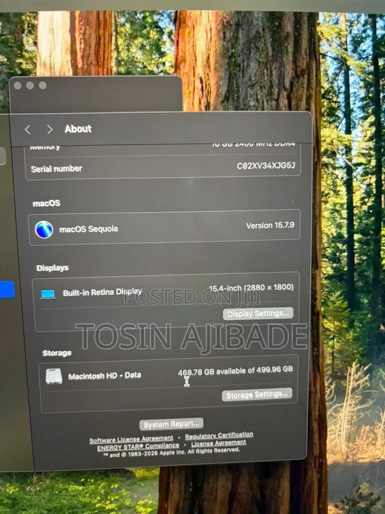 Laptop Apple MacBook Pro 2018 16GB Intel Core i7 SSD 512GB