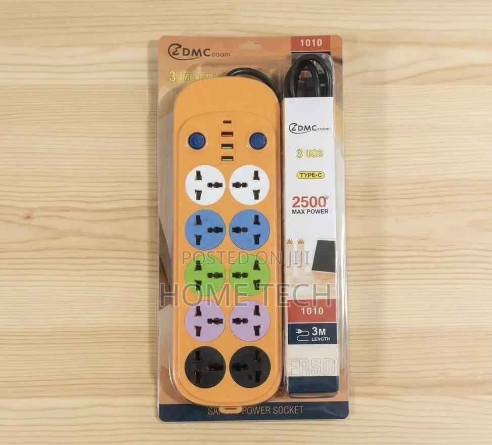 12-Ways Power Extension Socket With 3 USB Ports,Type-C 3M Cable